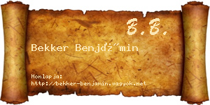 Bekker Benjámin névjegykártya